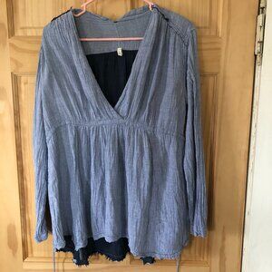 Free People All Who Wander Striped Long Sleeve Wrap Tunic Top - Women's Sz M